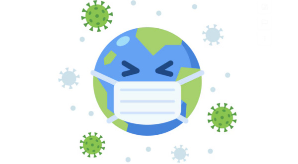 Sick earth wearing mask