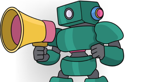 Robot with megaphone