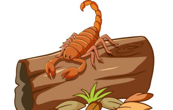 Scorpion on log