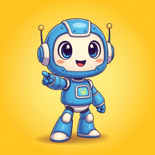 A robot pointing forward