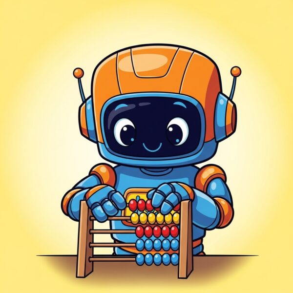 A robot doing maths with an abacus
