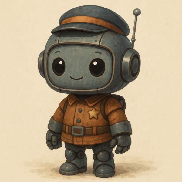 A very smart looking robot in his Cadet outfit