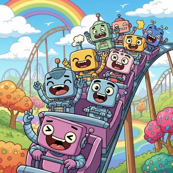 A tonne of robots on a rollercoaster