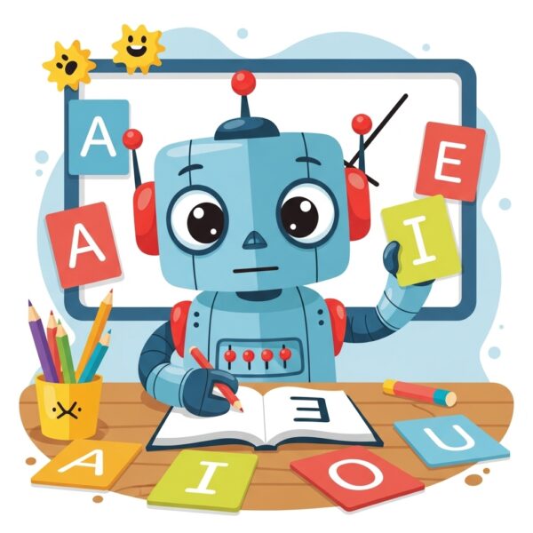 A robot learning english and literacy with cards