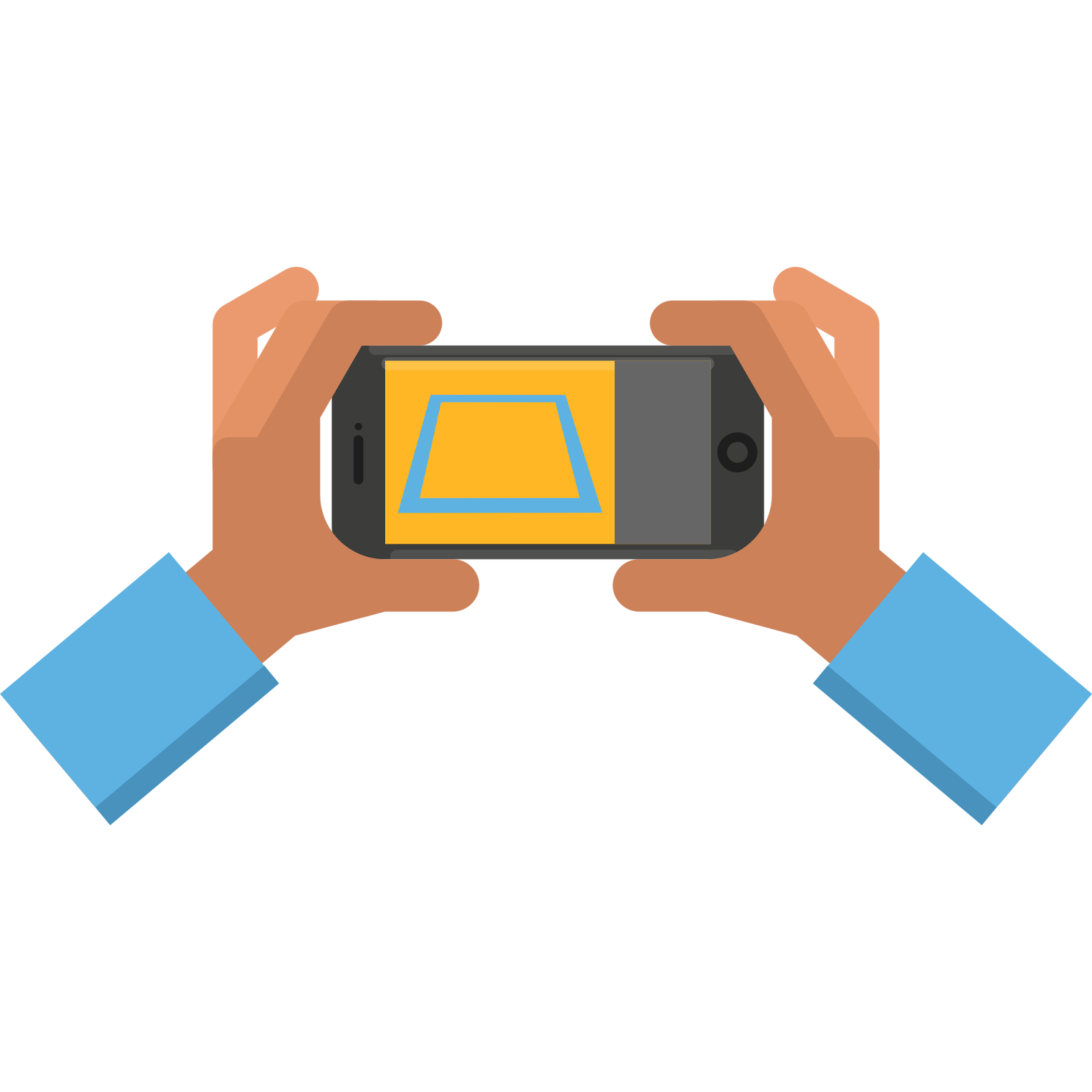 Phone held in both hands for Virtual Viewer