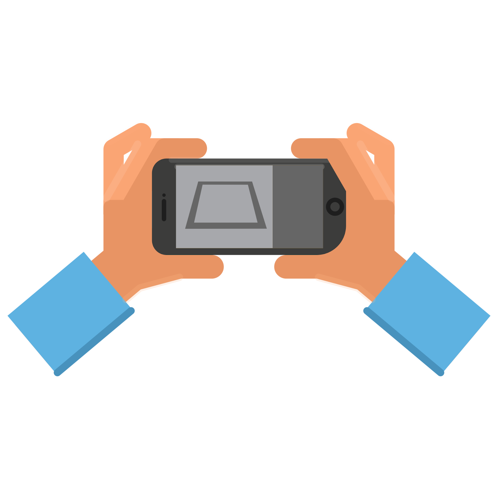 Phone held horizontal in 2 hands