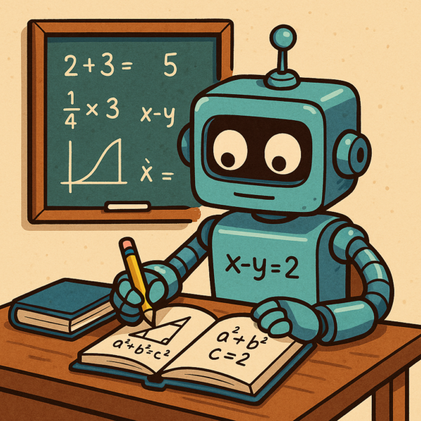 A robot solving maths equations