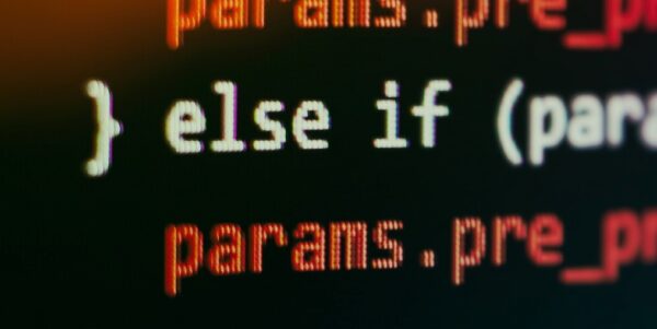 A closeup of a screen with code